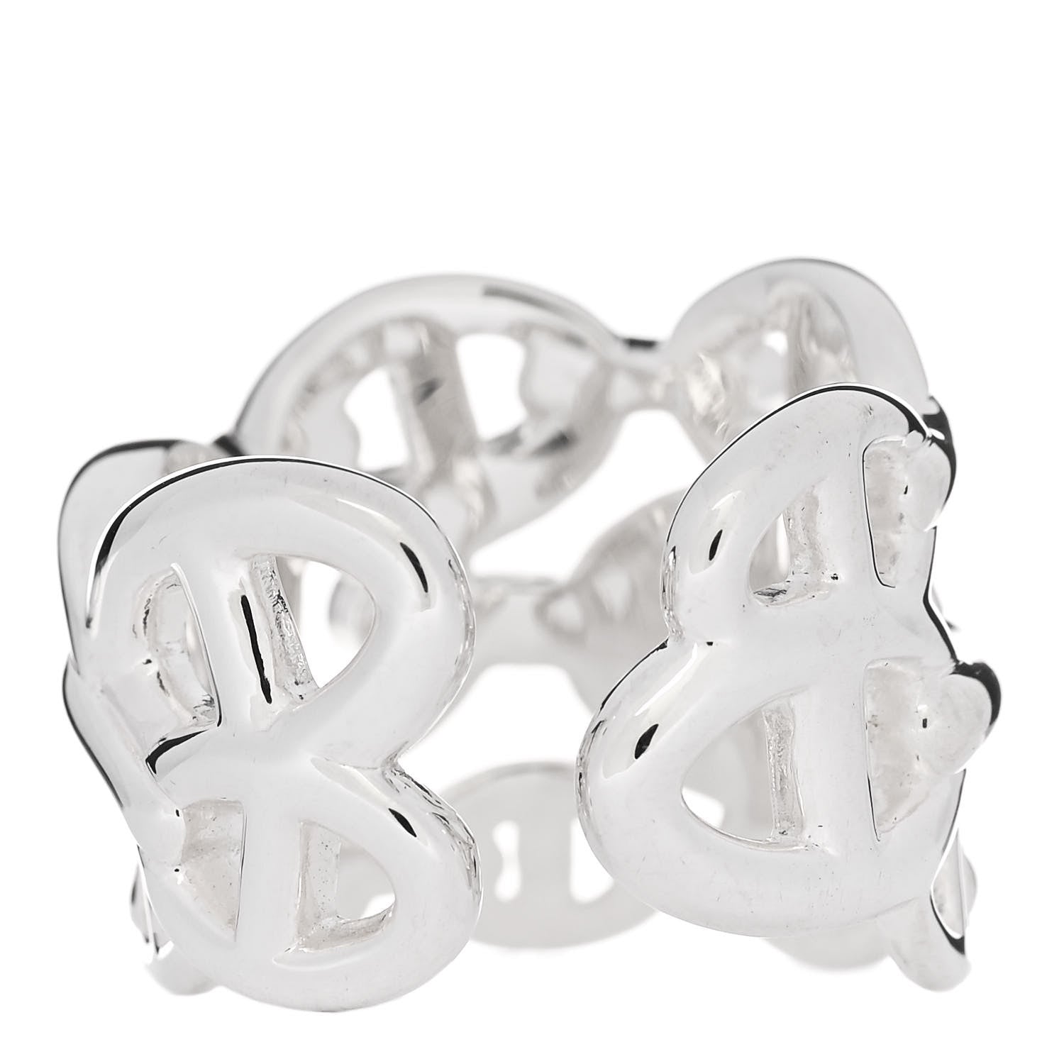 Hermes Sterling Silver GM Chaine d'Ancre Enchainee Band Ring 54 6.75 3 of 6