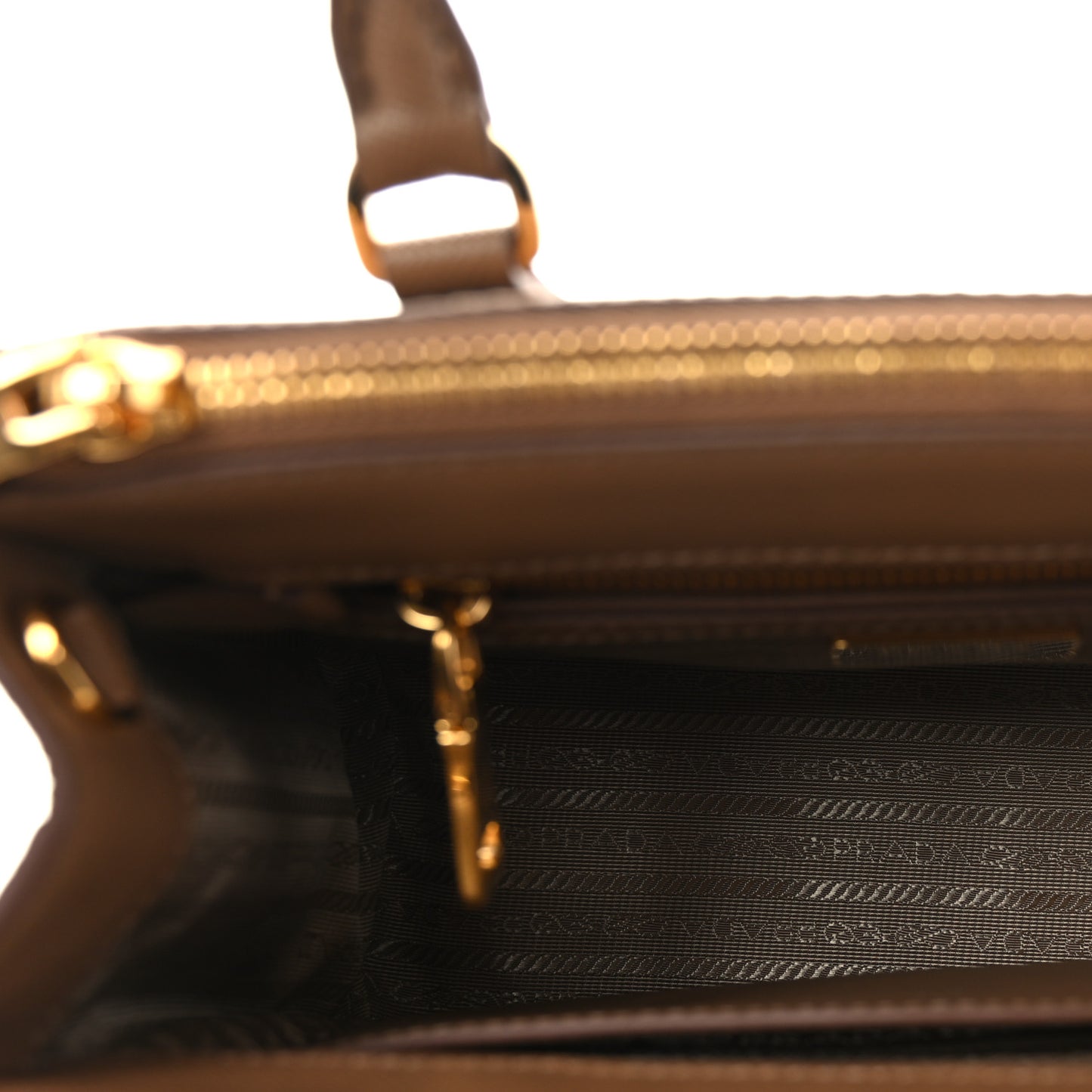 Saffiano Mini Galleria Double Zip Tote Caramel