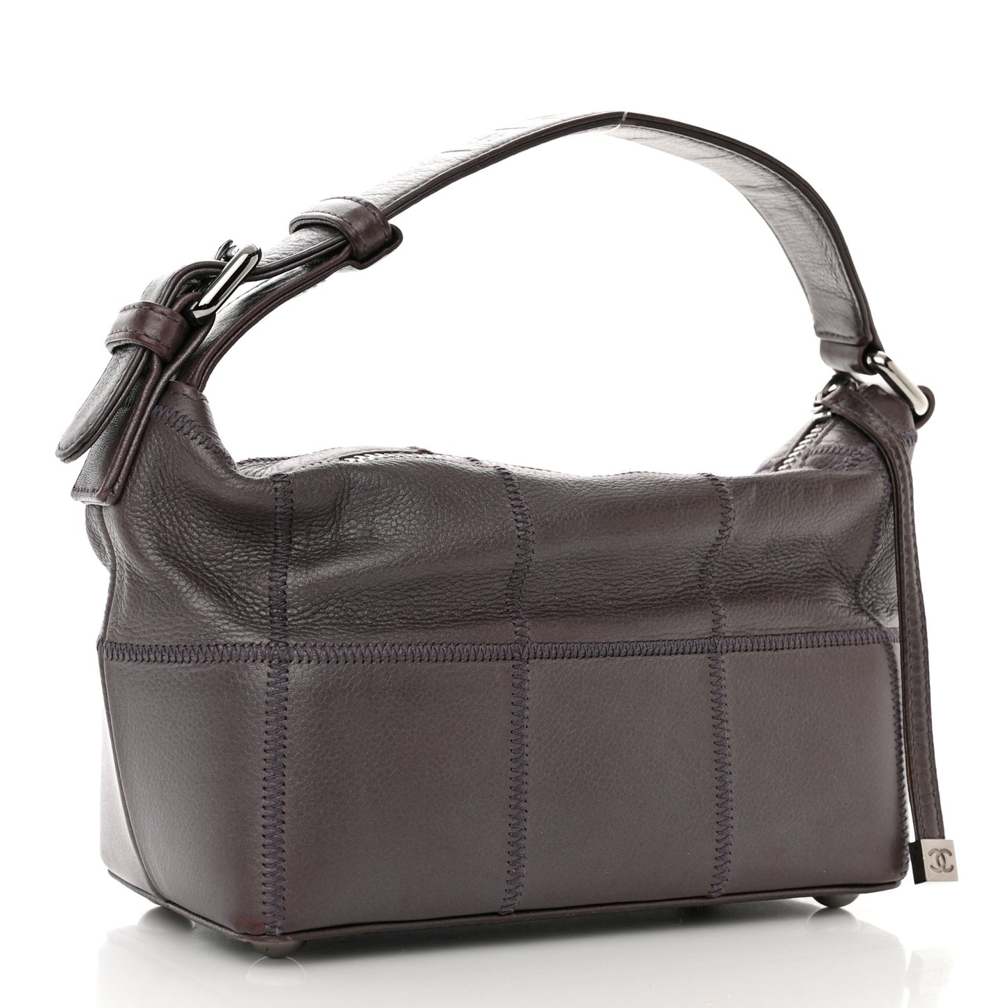 Metallic Caviar Square Stitched Bag Purple
