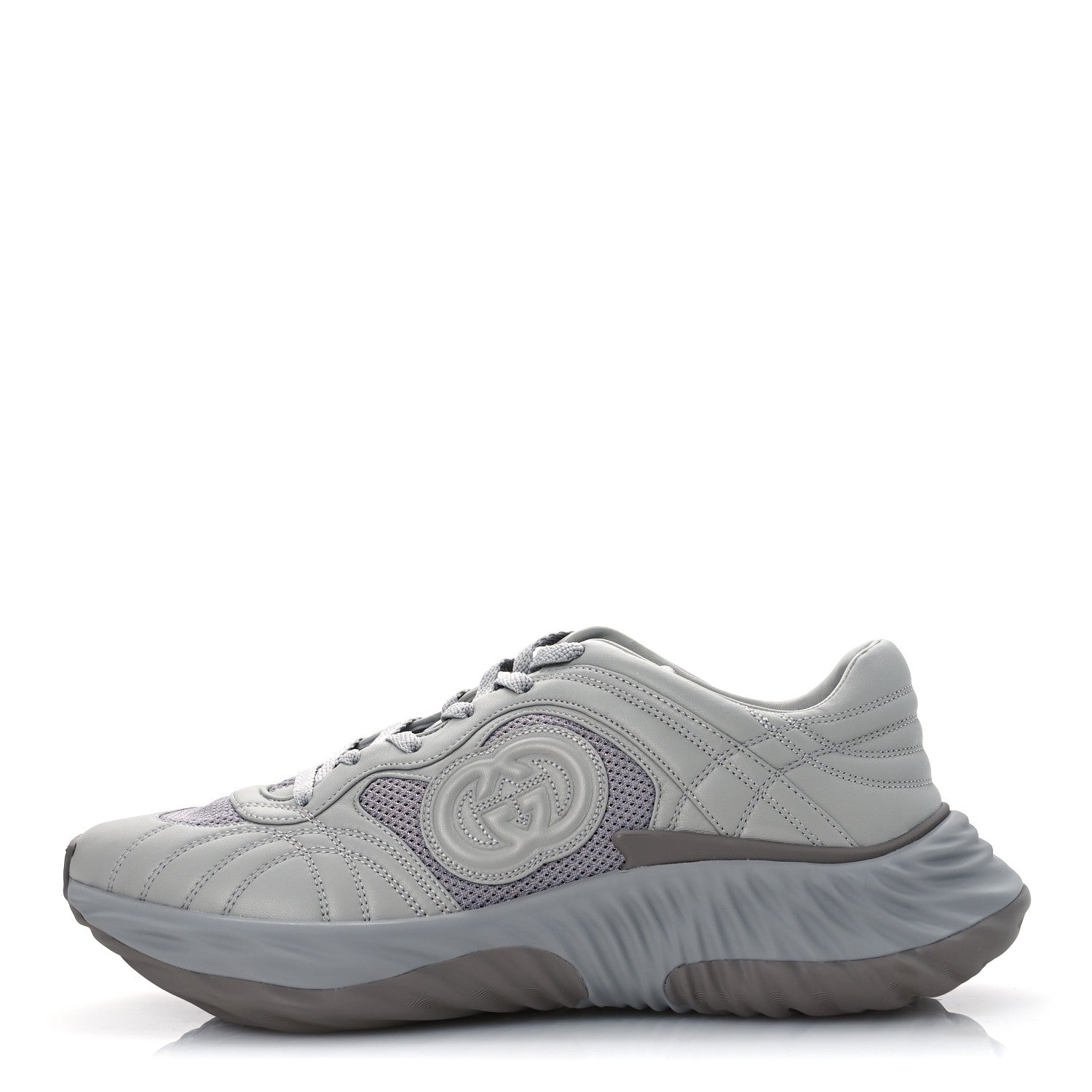 Gucci New Nappa Sombre Interlocking G Ripple Mens Platform Sneakers 11.5 Grey Sky 1 of 11