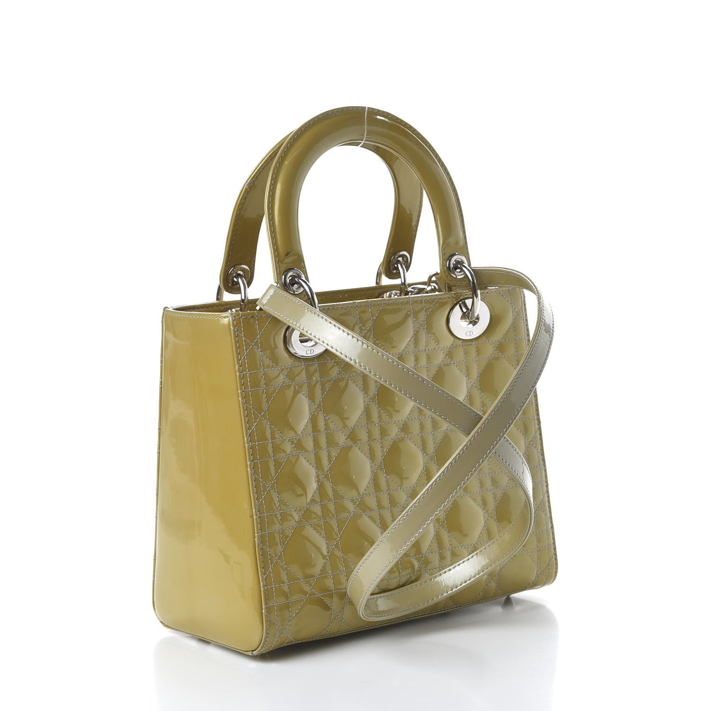 Patent Cannage Medium Lady Dior Grey