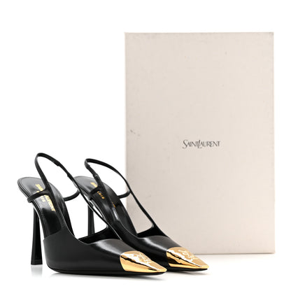 Saint Laurent Smooth Calfskin Jeanne 110 Slingback Pumps 37.5 Black 11 of 11