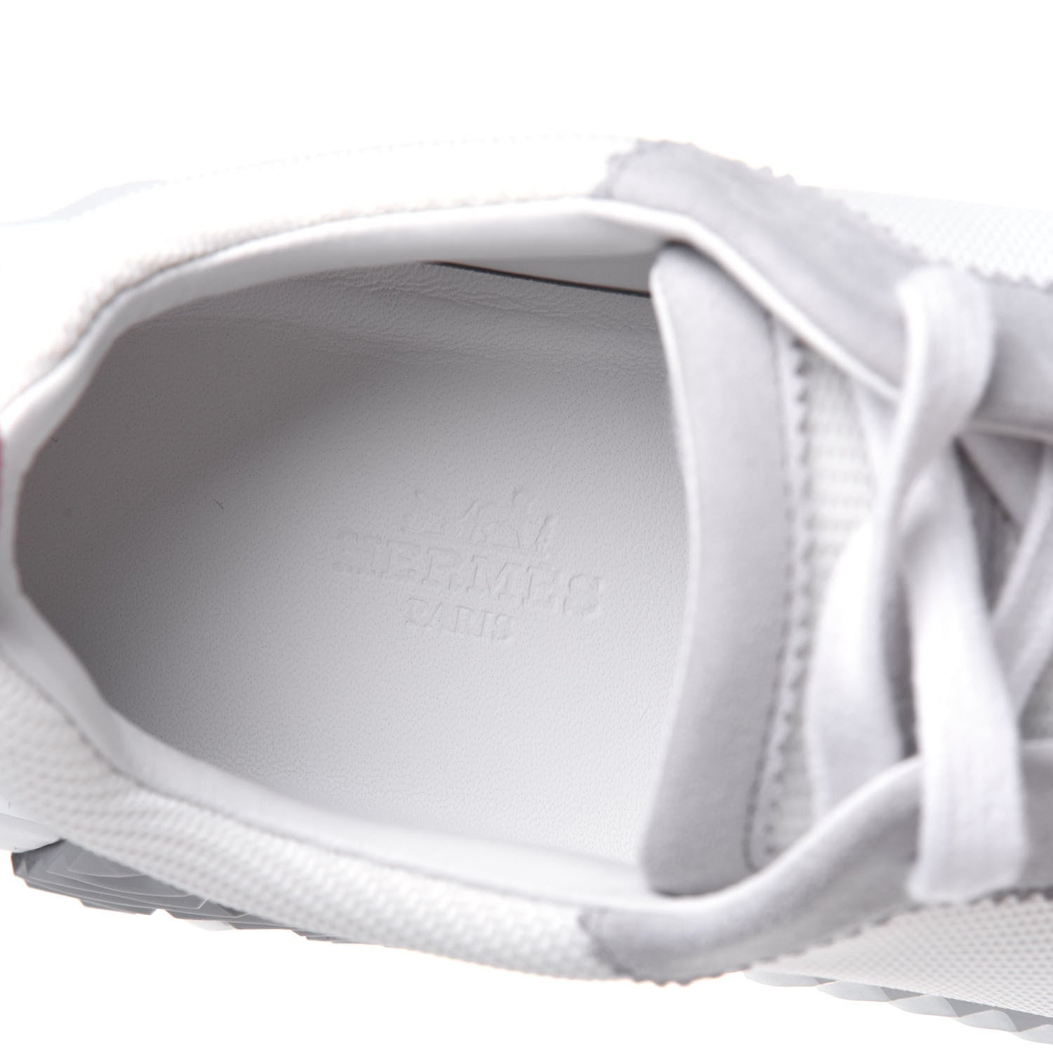 Hermes Technical Canvas Suede Goatskin Bouncing Sneakers 38 White Multicolor 7 of 8