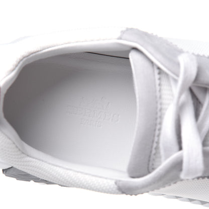 Hermes Technical Canvas Suede Goatskin Bouncing Sneakers 38 White Multicolor 7 of 8