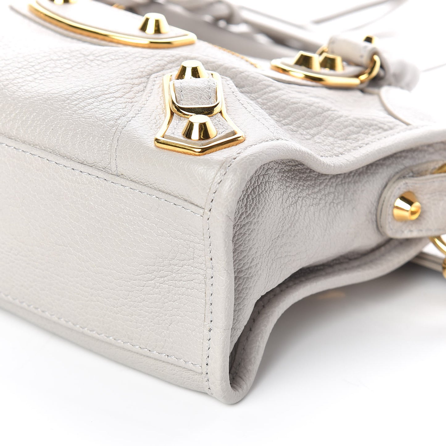 Chevre Gold Metallic Edge Hardware Mini City Gris Clair Gris Perle