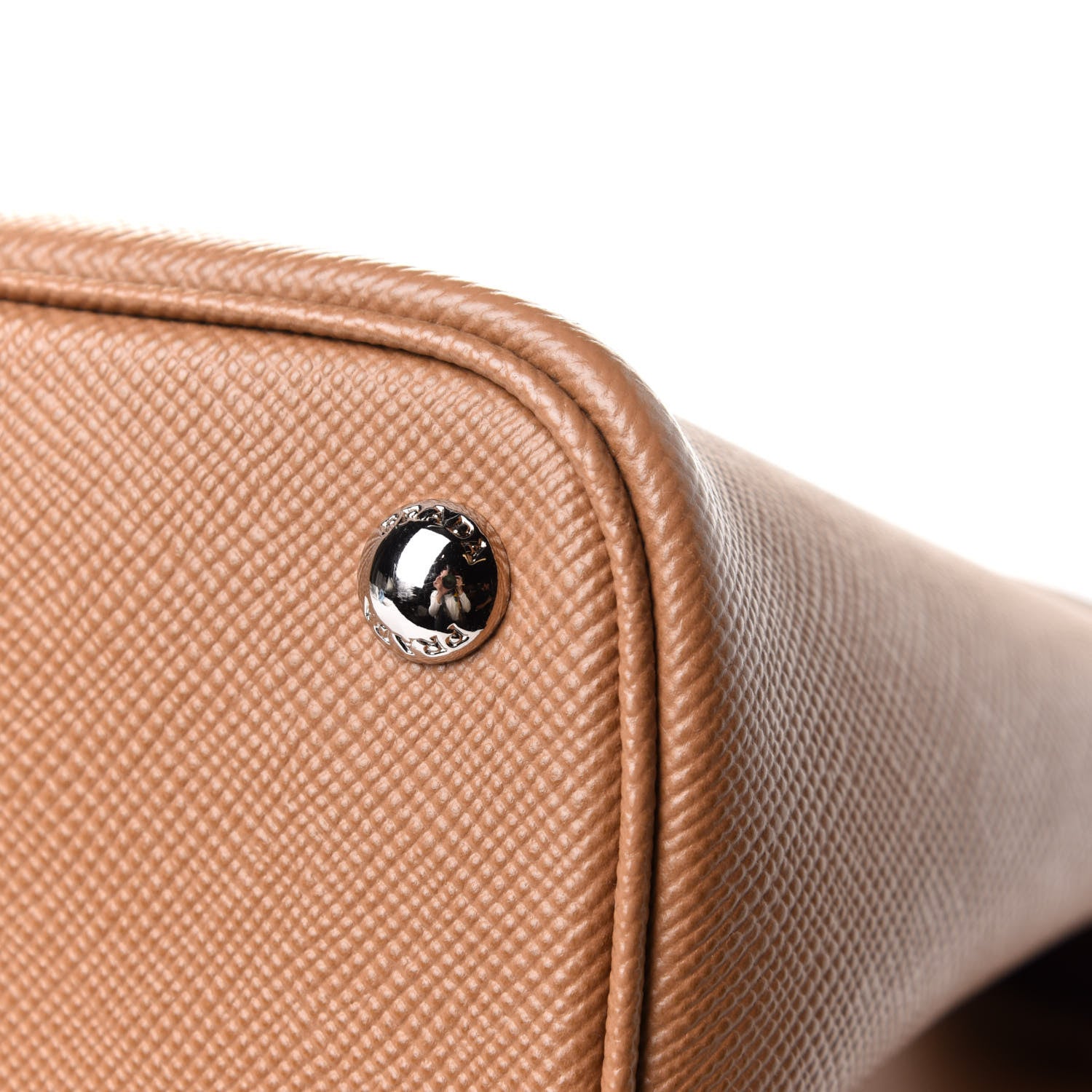 Prada Saffiano Cuir Convertible Top Handle Tote Caramel 13 of 13