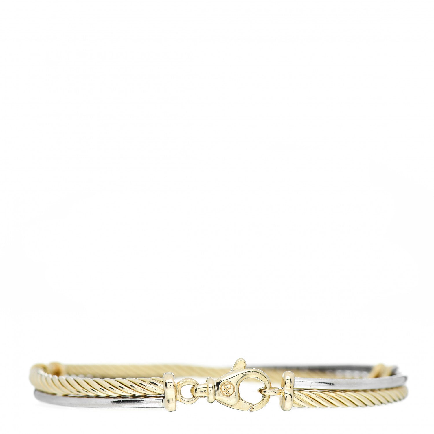 David Yurman 18K White Yellow Gold Diamond Crossover Bracelet 3 of 4