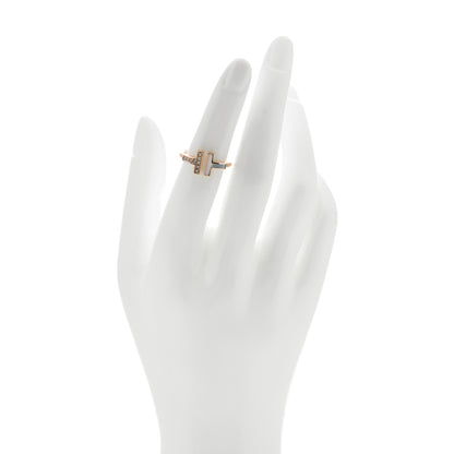 Tiffany 18K Rose Gold Diamond Mother of Pearl T Wire Ring 49 5 2 of 4