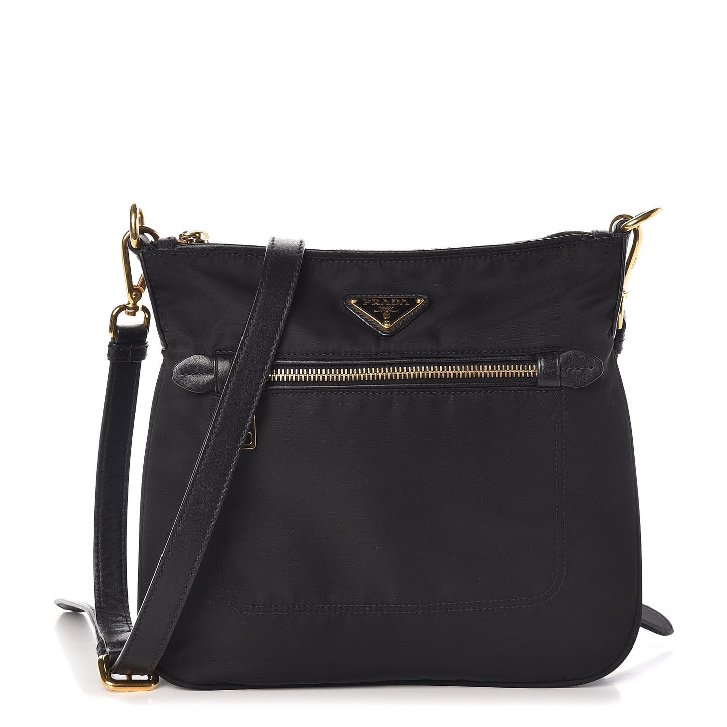 Nylon Flat Messenger Bag Black