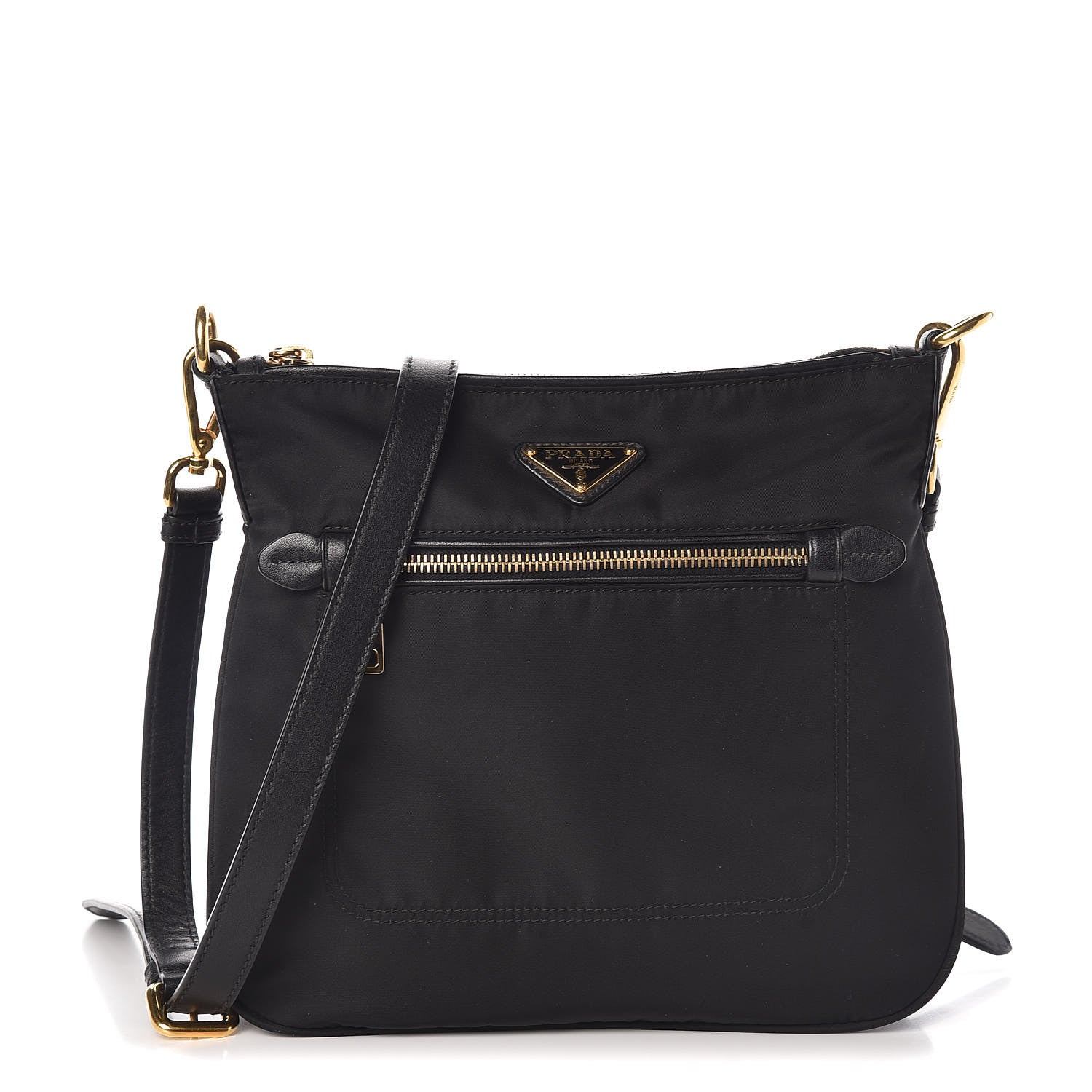 Prada Nylon Flat Messenger Bag Black 1 of 8
