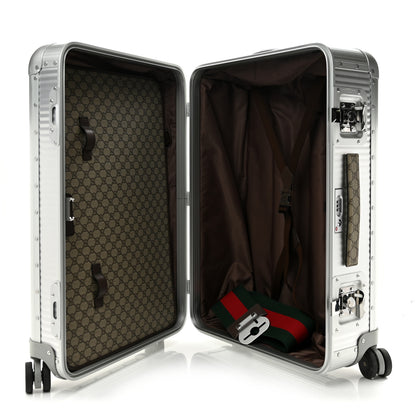 Gucci GG Supreme Monogram Aluminium Porter Medium Trolley Suitcase Silver 4 of 11
