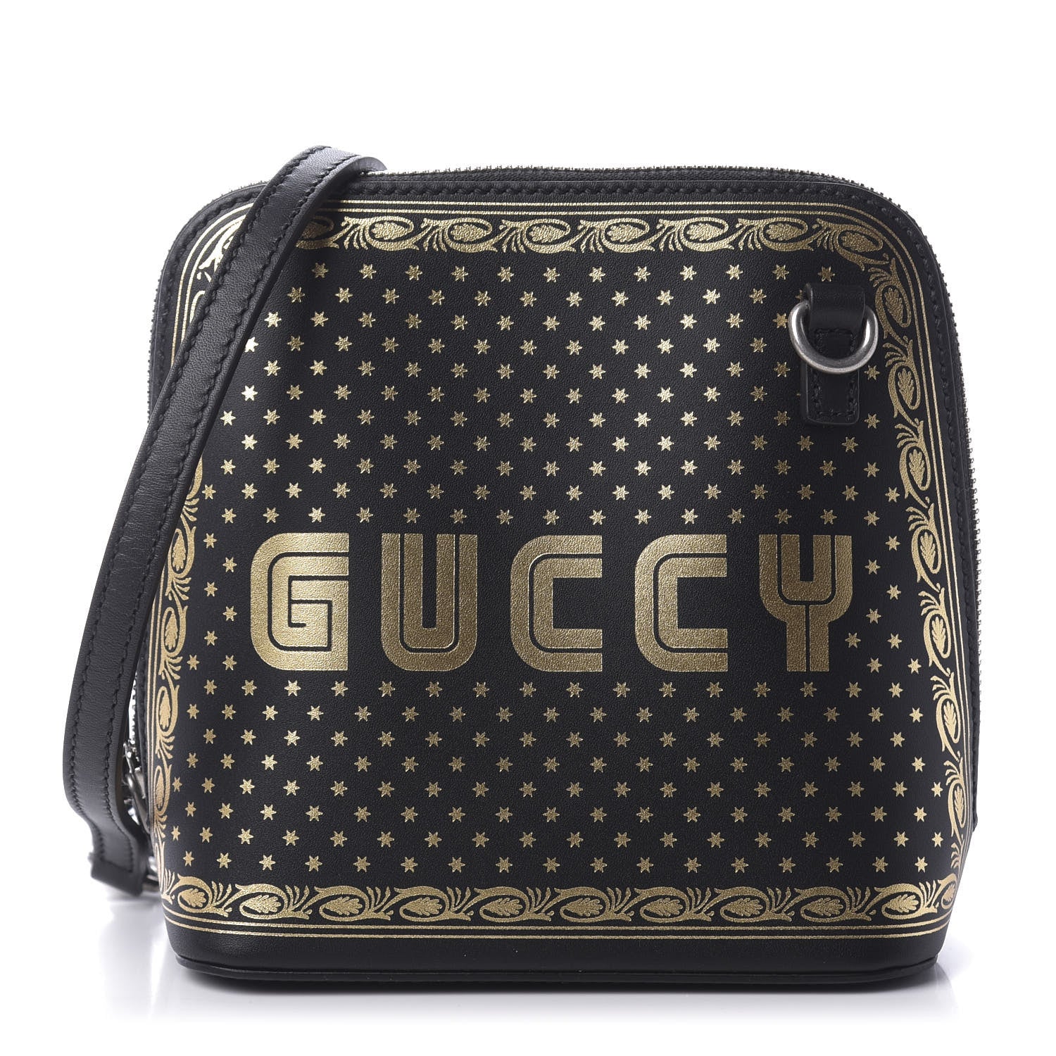Gucci X SEGA Calfskin GUCCY Stars Mini Dome Shoulder Bag Black Gold 1 of 11