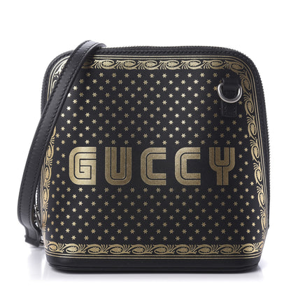 Gucci X SEGA Calfskin GUCCY Stars Mini Dome Shoulder Bag Black Gold 1 of 11