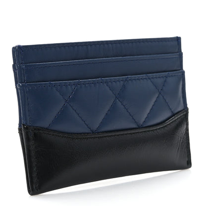 Chanel Aged Calfskin Quilted Gabrielle Card Holder Wallet Navy Black 3 of 9