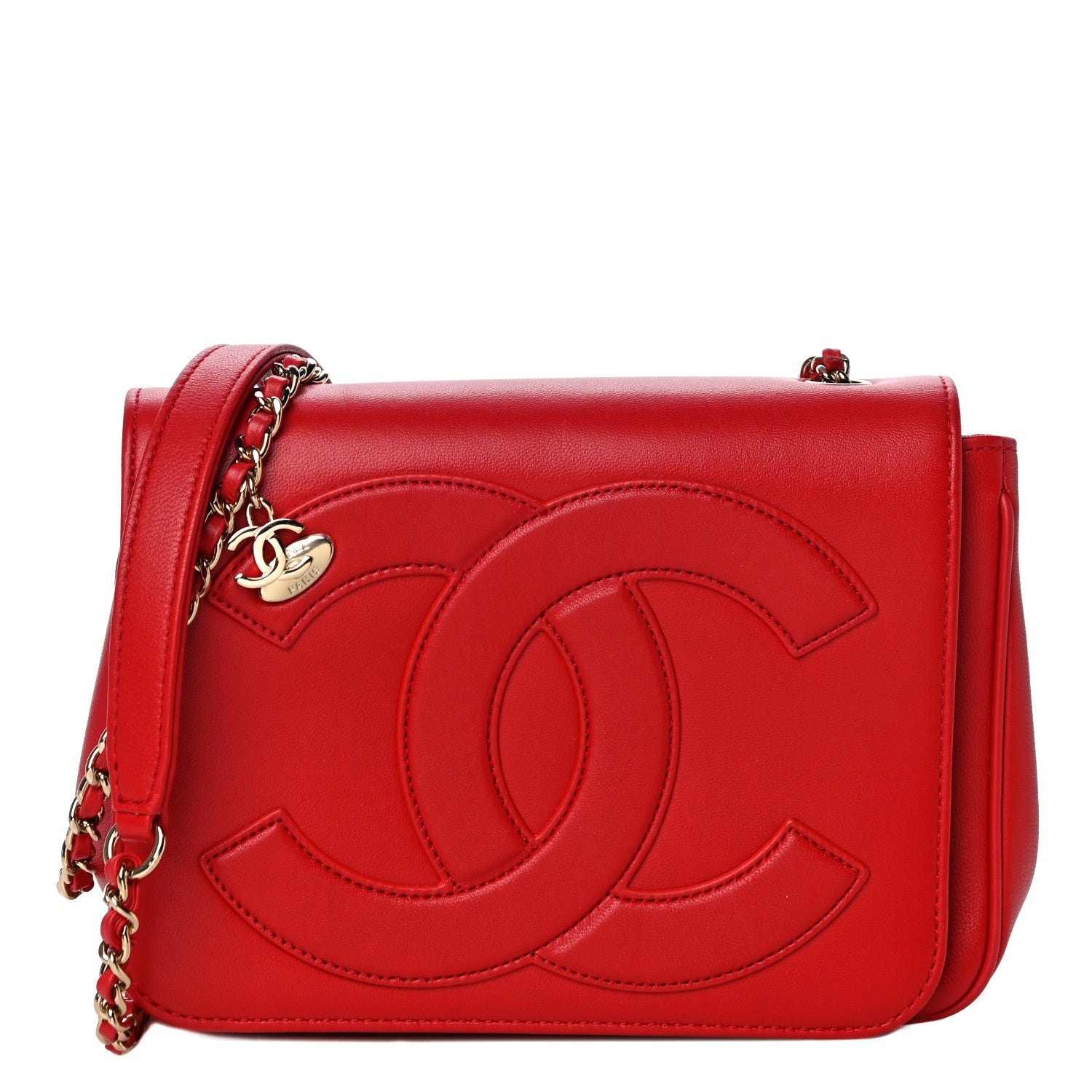 Chanel Lambskin CC Mania Flap Bag Red 1 of 9