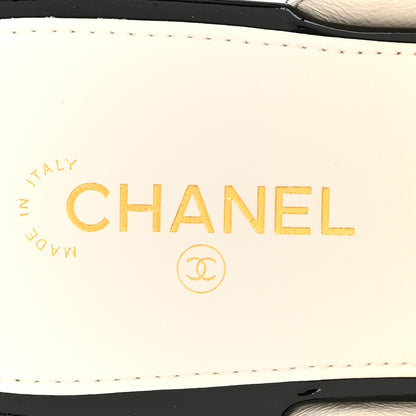Chanel Lambskin Patent Calfskin CC Thong Sandals 39 White Black 7 of 10