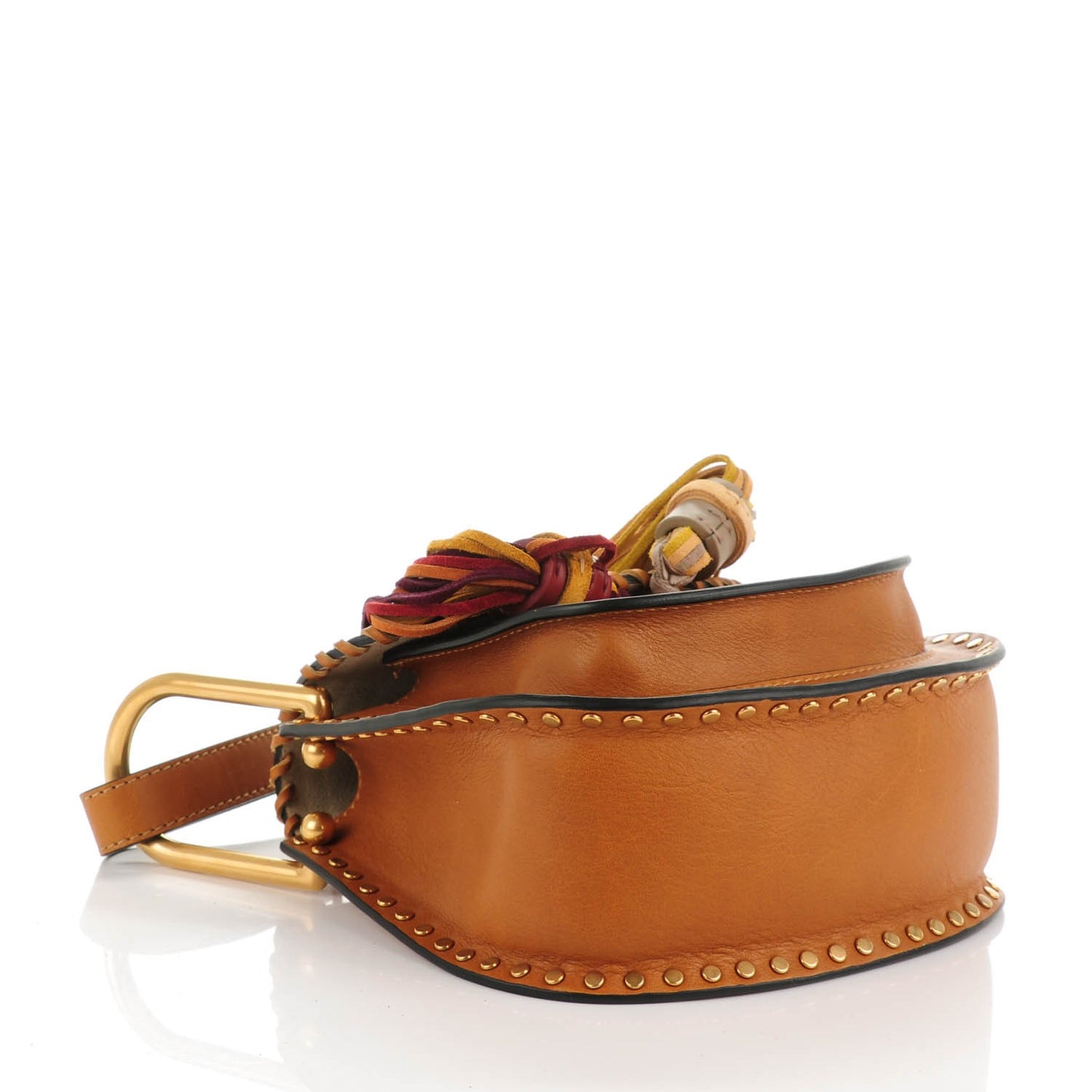 Calfskin Suede Mini Hudson Tassel Shoulder Bag Mustard Brown
