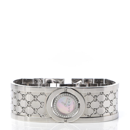 Gucci Stainless Steel Diamond Bezel Pink Mother of Pearl 23mm Twirl Quartz Watch 3 of 7