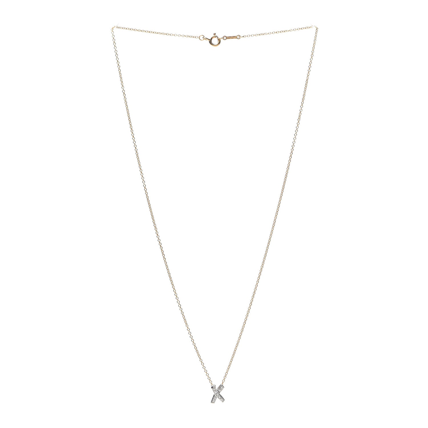Tiffany 18K Yellow Gold Platinum Diamond Mini Paloma Picasso Graffiti X Pendant Necklace 3 of 6