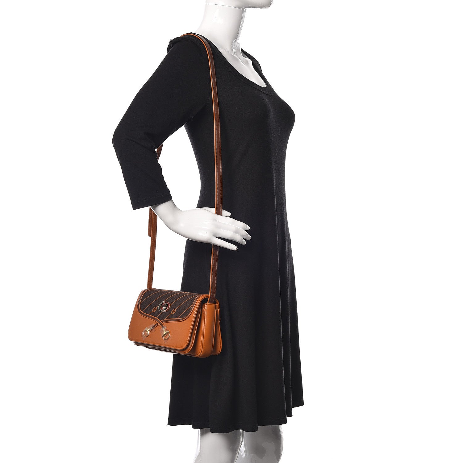 Gucci Calfskin Canvas Diagonal GG Rajah Shoulder Bag Brown 2 of 10