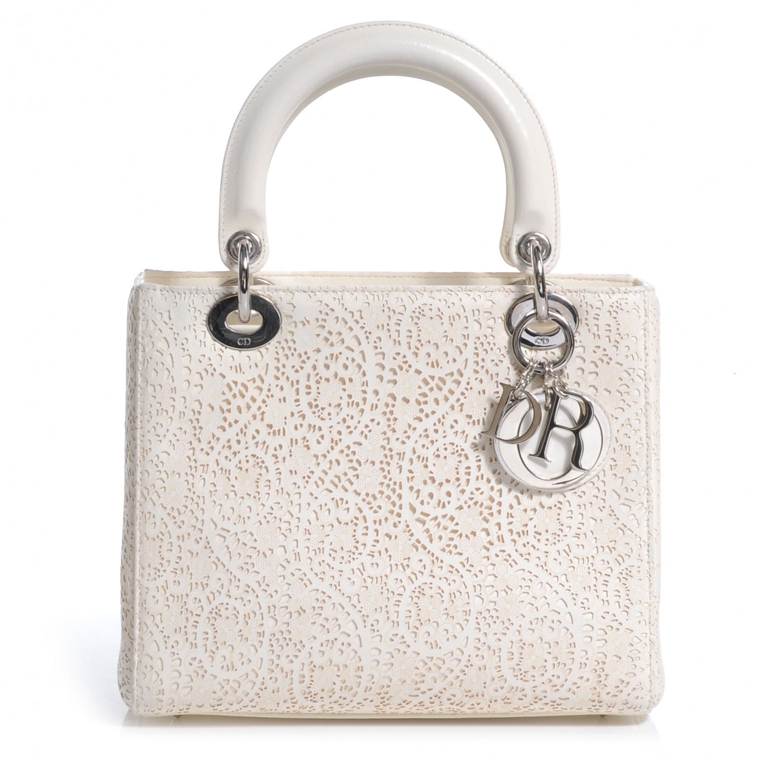 Christian Dior Laced Leather Lady Dior Off White 1 of 8