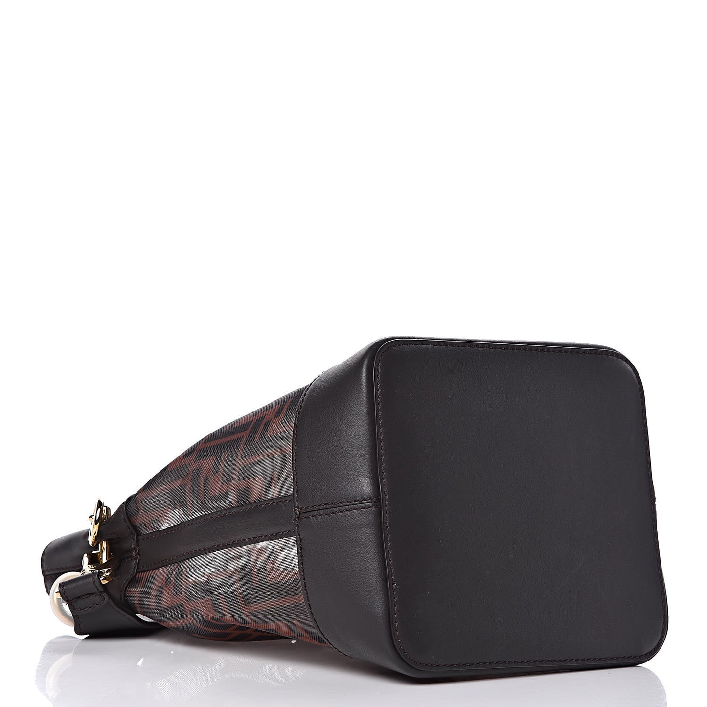 Mesh Vitello Grace F is Fendi FF 1974 Grande Mon Tresor Bucket Bag Marrone Black Ebano