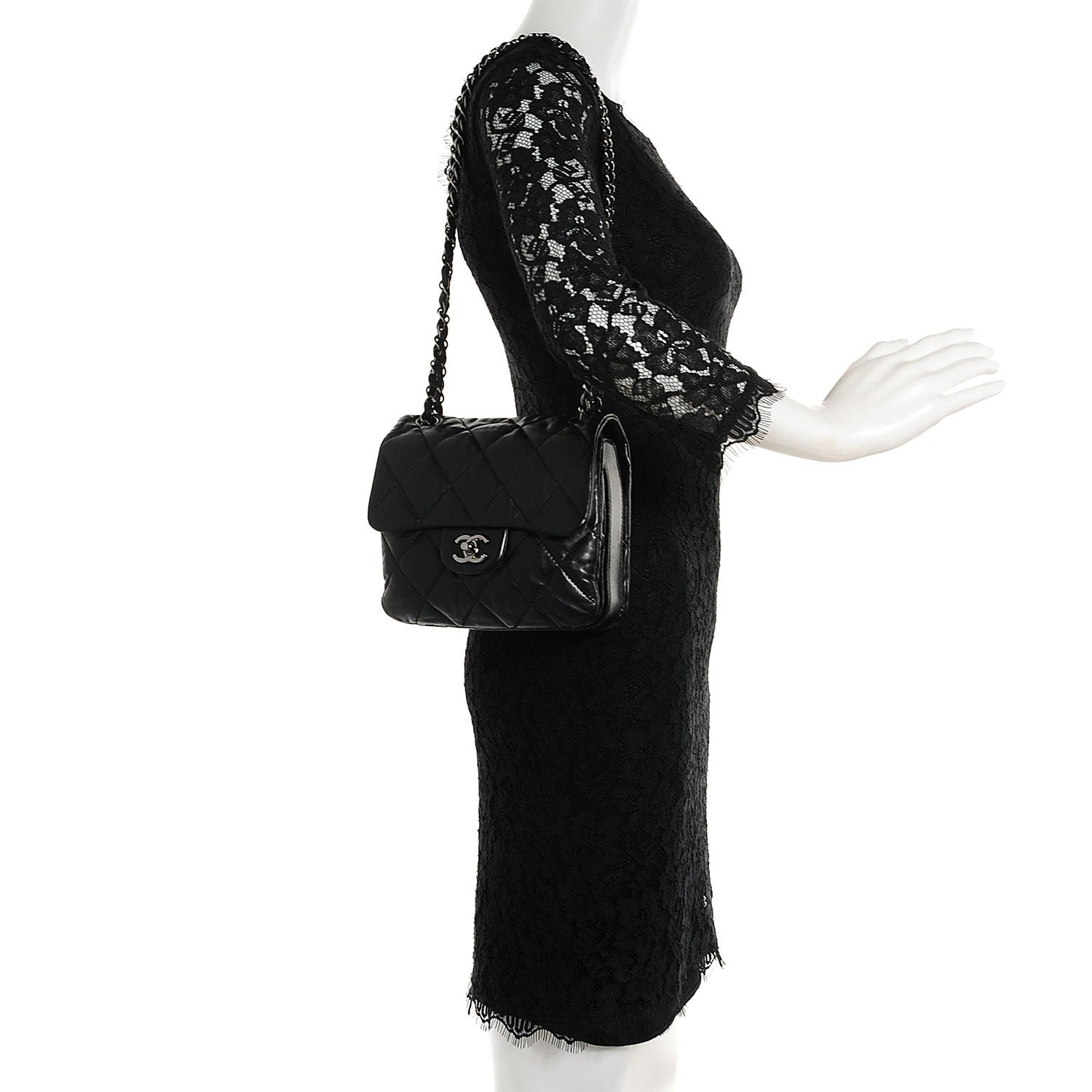 Chanel Lambskin Quilted Mini Chanel 3 Flap Black 2 of 8