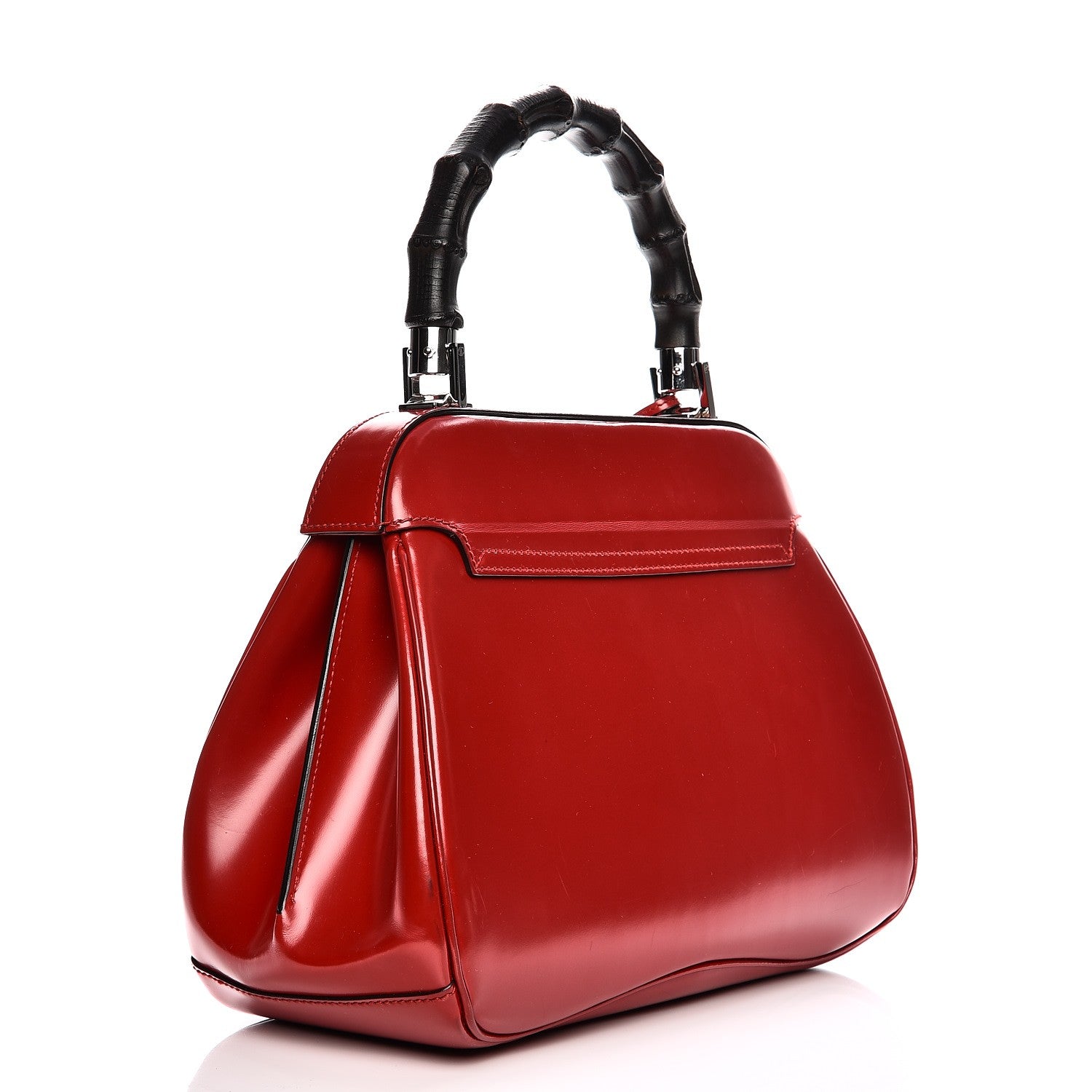 Gucci Regent Calfskin Bamboo Medium Lady Lock Top Handle Bag Red 3 of 13