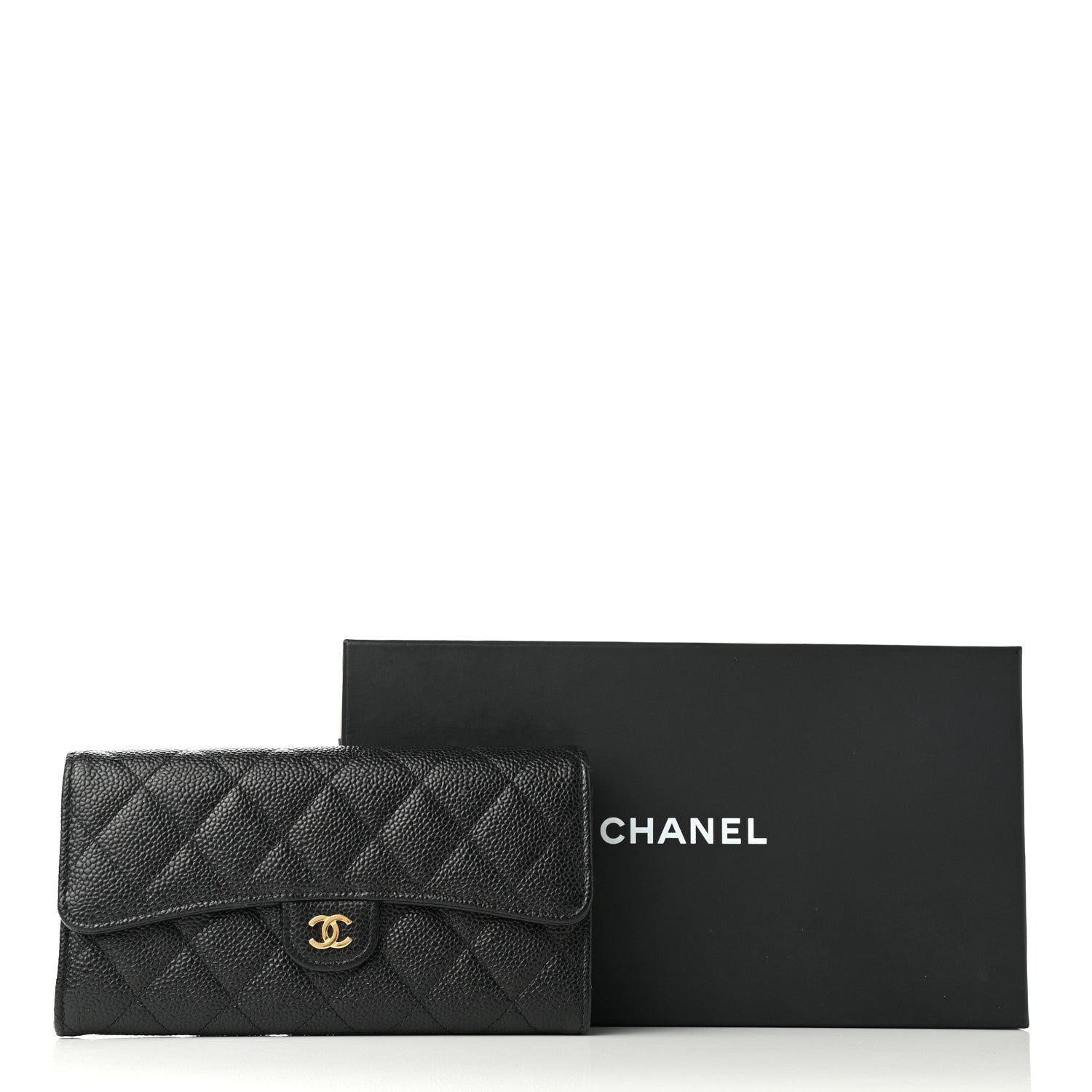 Chanel Caviar Quilted Large Gusset Flap Wallet Black 9 of 9