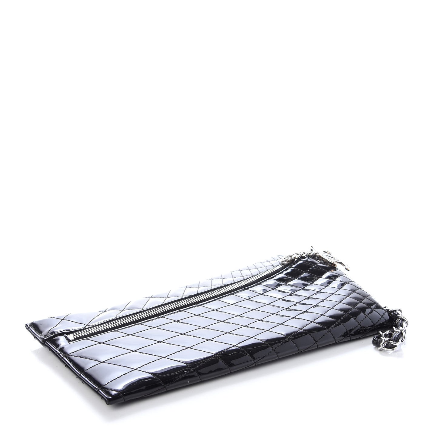 Patent Geometric Quilted Kaleidoscope Clutch Black