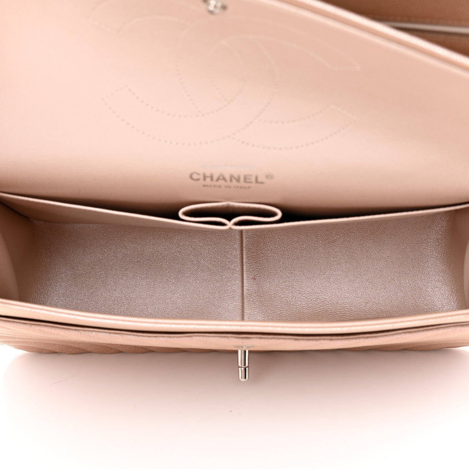 Chanel Metallic Caviar Chevron Quilted Jumbo Double Flap Light Gold 5 of 12