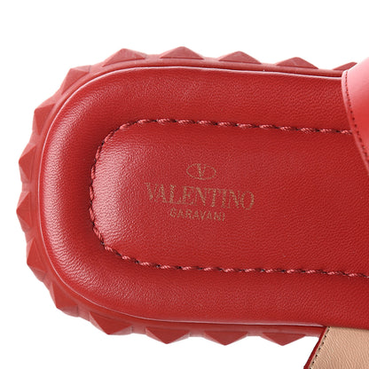 Valentino Garavani Calfskin Rockstud Gladiator Sandals 38 Red 7 of 9