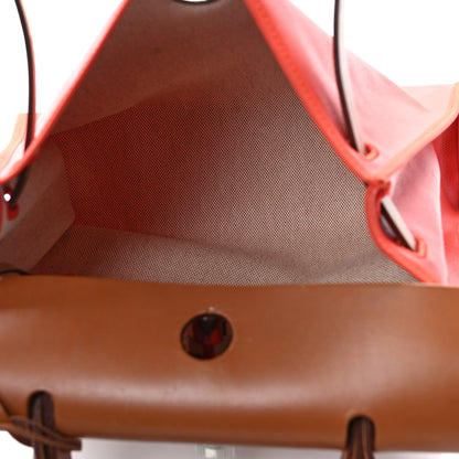 Hermes Toile H Berline Vache Hunter Herbag Zip 31 PM Naturel Rouge H 6 of 17