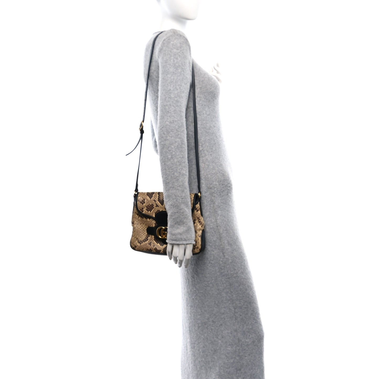 Snakeskin New Sakai Calfskin Lux Small Arli Flap Shoulder Bag Natural Black