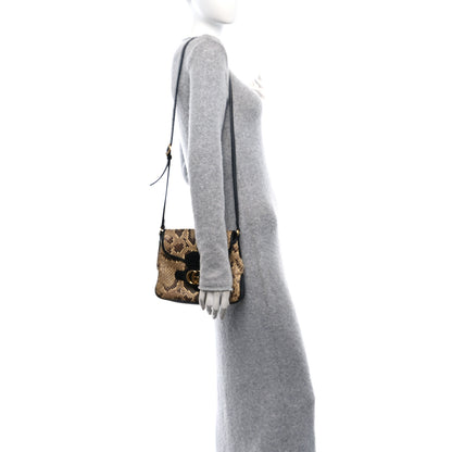 Gucci Snakeskin New Sakai Calfskin Lux Small Arli Flap Shoulder Bag Natural Black 2 of 10
