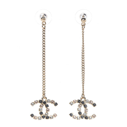 Chanel Crystal CC Dangle Earrings Pink Grey Gold 1 of 4