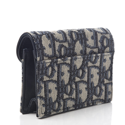 Christian Dior Oblique Saddle Card Holder Blue 2 of 6