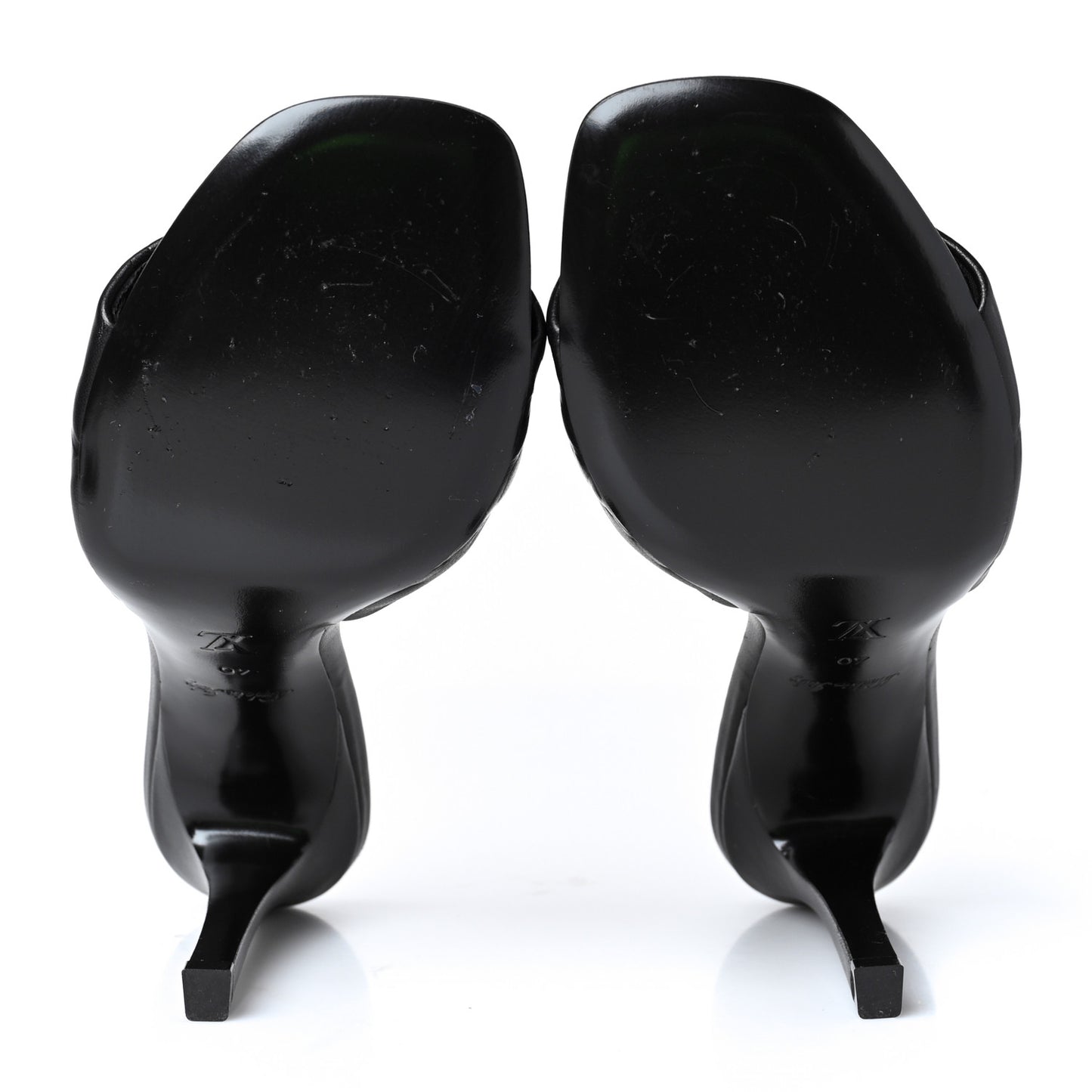Lambskin Embossed Monogram Revival High Heel Mules 40 Black