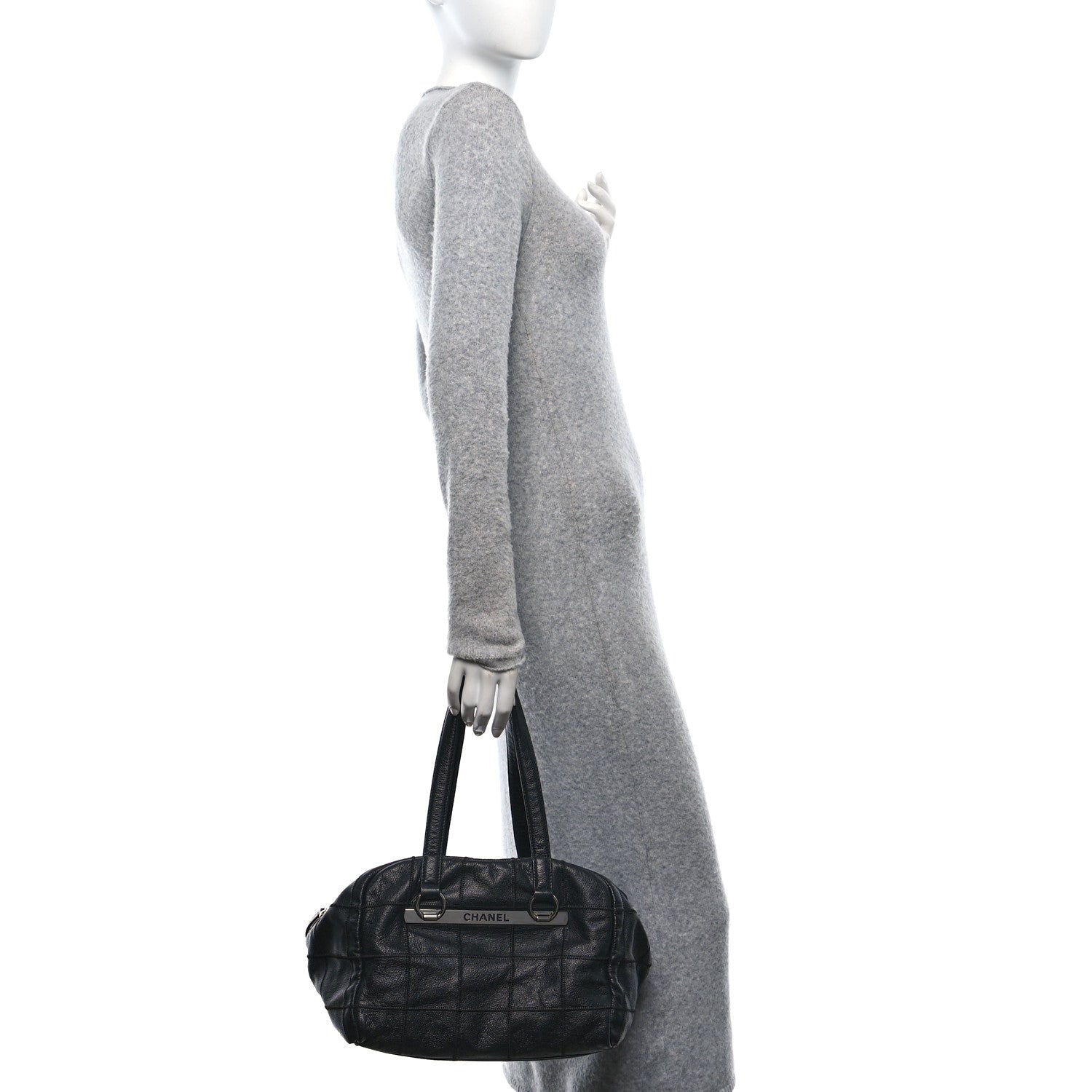 Chanel Caviar Square Stitched Bowler Black 2 of 12