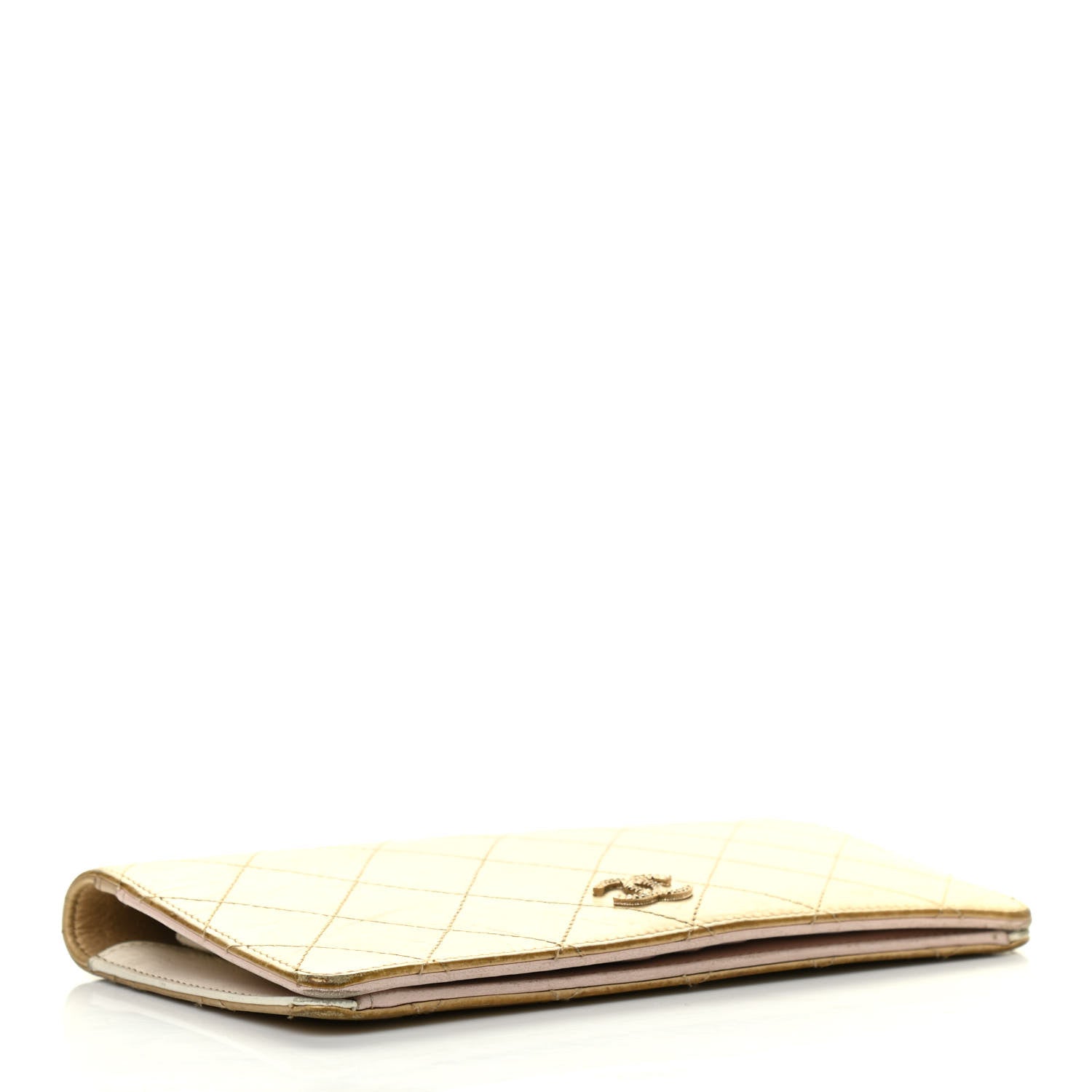 Chanel Metallic Calfskin Diamond Stitched Yen Wallet Gold 4 of 15
