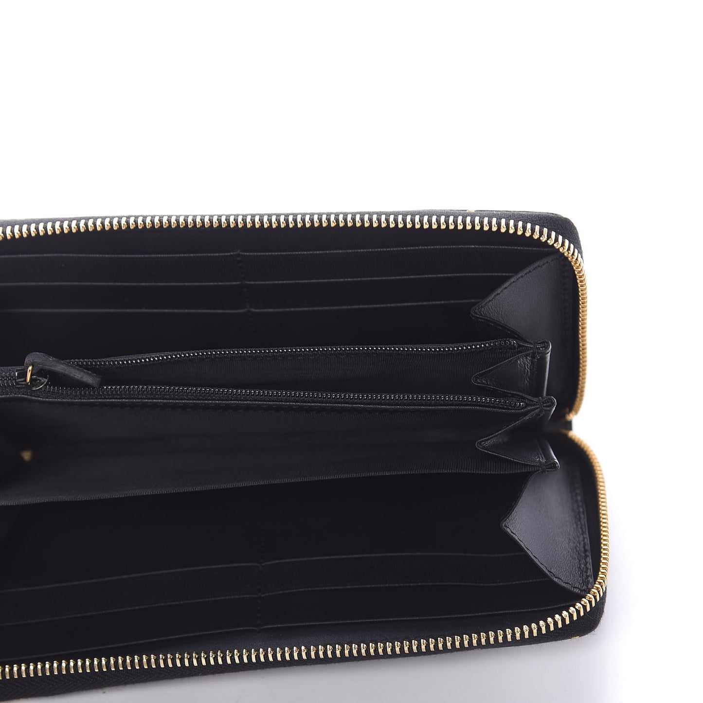 Moon Calfskin Diagonal GG Zip Around Wallet Black Gold