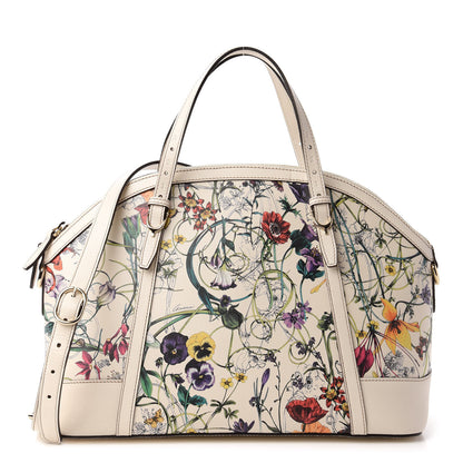 Gucci Canvas Flora Infinity Medium Nice Top Handle Dome Bag White 1 of 10
