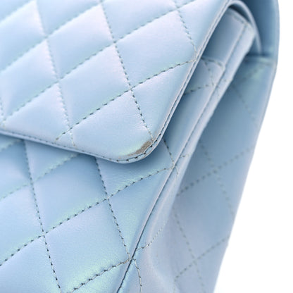Chanel Iridescent Lambskin Quilted Medium Double Flap Light Blue 14 of 14