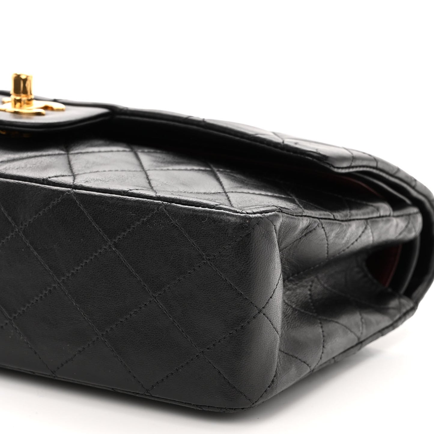 Lambskin Quilted Medium Double Flap Black