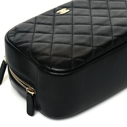 Chanel Lambskin Quilted Medium Curvy Pouch Cosmetic Case Black 8 of 9