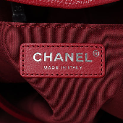 Chanel Caviar Flat Quilted CC Chain Bucket Drawstring Bag Dark Pink 6 of 10