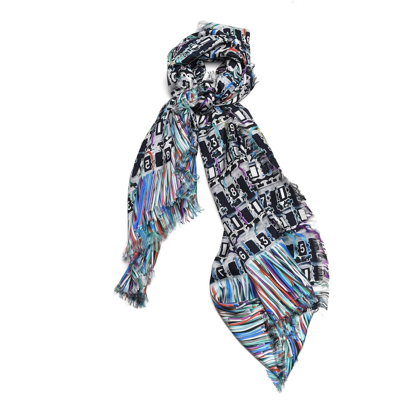Silk Circuit Board Data Scarf Multicolor