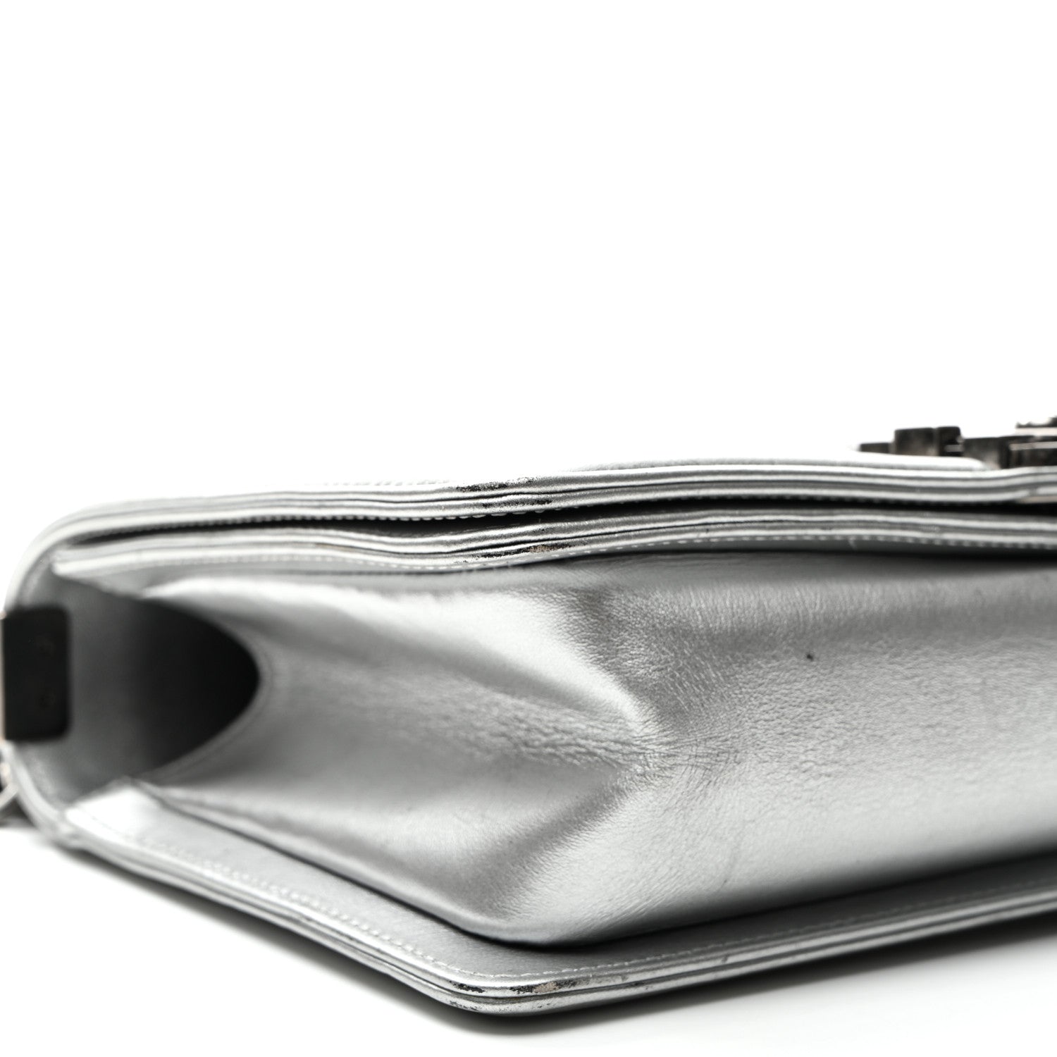 Chanel Metallic Lambskin Embellished Medium Boy Flap Silver 9 of 10