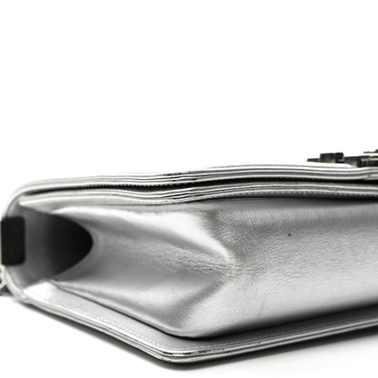 Chanel Metallic Lambskin Embellished Medium Boy Flap Silver 9 of 10