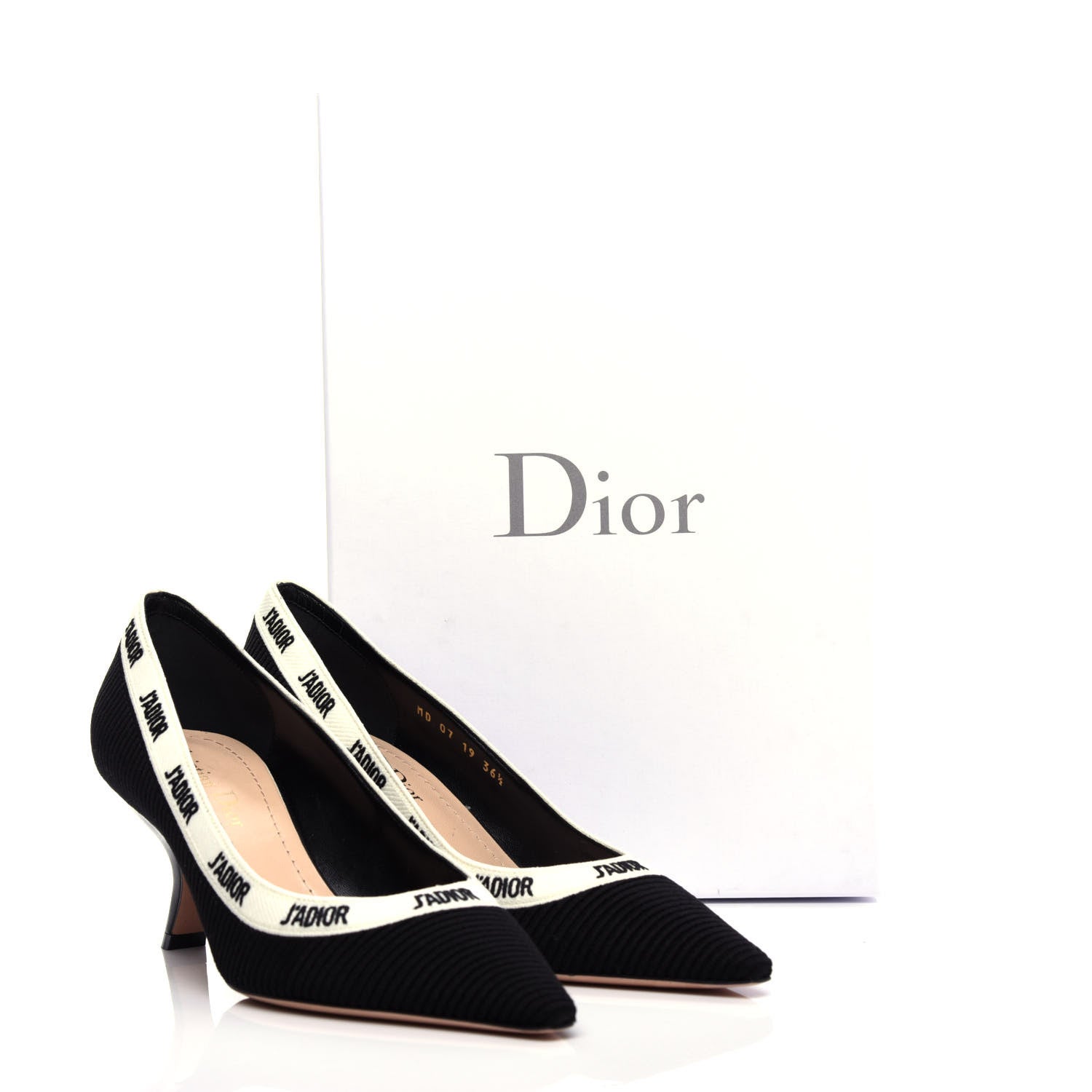 Christian Dior Technical Canvas Ribbon Embroidered J'Adior 65mm Pumps 36.5 Black 11 of 11